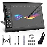 XOPPOX Graphics Drawing Tablet, 10×6 Inch Large Active Area with Battery-Free Stylus, 8192 Levels of Pen Pressure and 12 Hot 