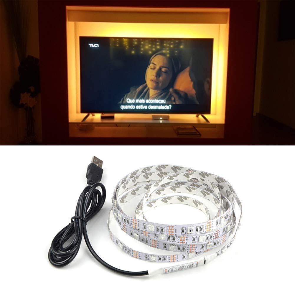 LED Ribbon Lights，LED Strip Lights for TV, AIMENGTE 3528SMD 0.5M 1M 2M Background Lighting Under Bed Light Decorative Lamp Tape Night Light USB Powered. (Warm White, 2M)
