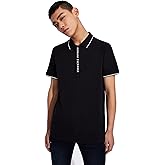 Armani Exchange Mens Logo Zip Jersey Polo