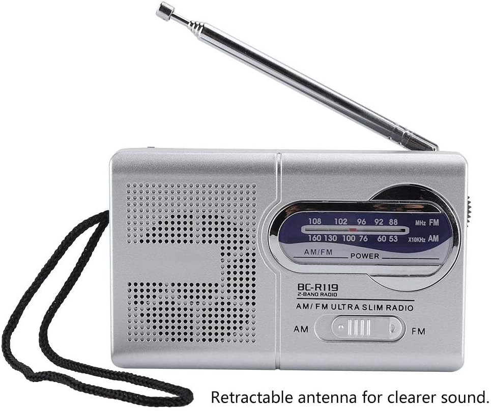 BC-R119 Portable AM FM Radio, Sized with Telescopic Antenna & Built-in Speaker, Compact Personal Radio for Home Travel - Image 4