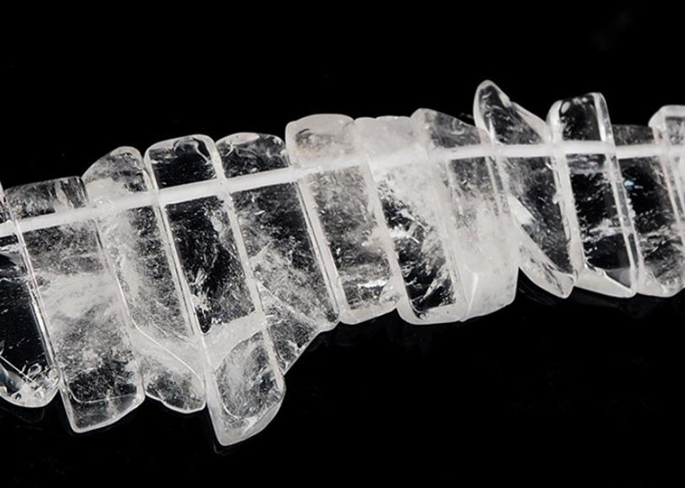 Natural White Crystal Points Beads Irregular Flat Strip Loose Stick Beads Gemstone for Jewelry Making Healing Crystal Polished/Raw Quartz Top Drilled