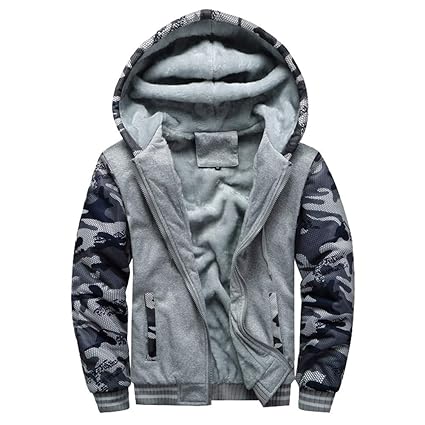 FRIENDGG Outwear Männer Strickwaren mit Kapuze und Samt dicken Pullover Set,Kapuzenshirt Herren, Mode Langarm 3D Print Kapuze