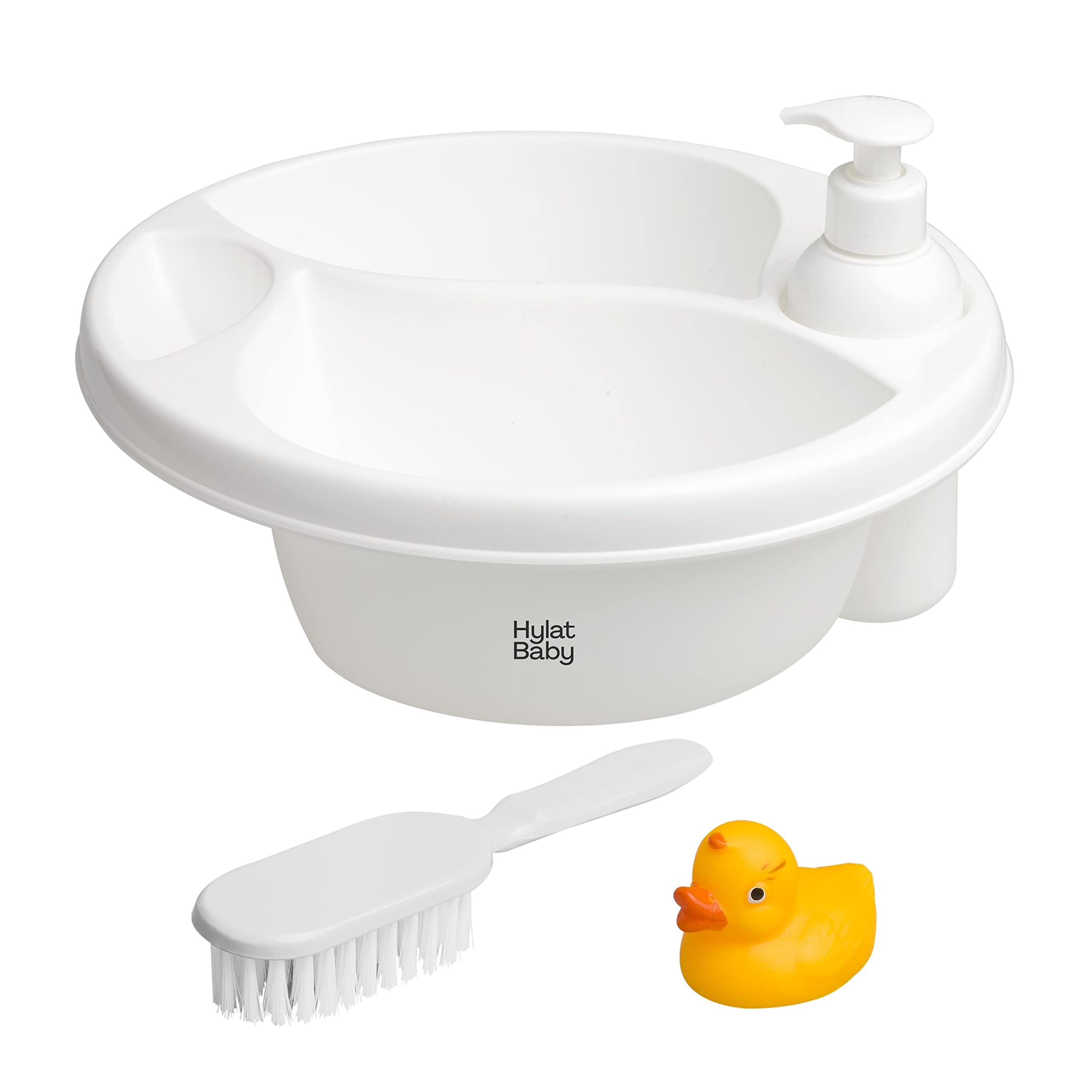Hylat Baby Baby Washing Bowl for Changing Table, 3 Chambers, with Practical Accessories, for Easy Baby Washing from 0 Months, White, Oval, Brand: Hylat Baby