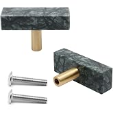 GDFYMI 2 Pack Marble Grain T Kitchen Cabinet Knobs, 2 Inch Square Drawer Handles for Kitchen &amp; Dresser Hardware (Green)