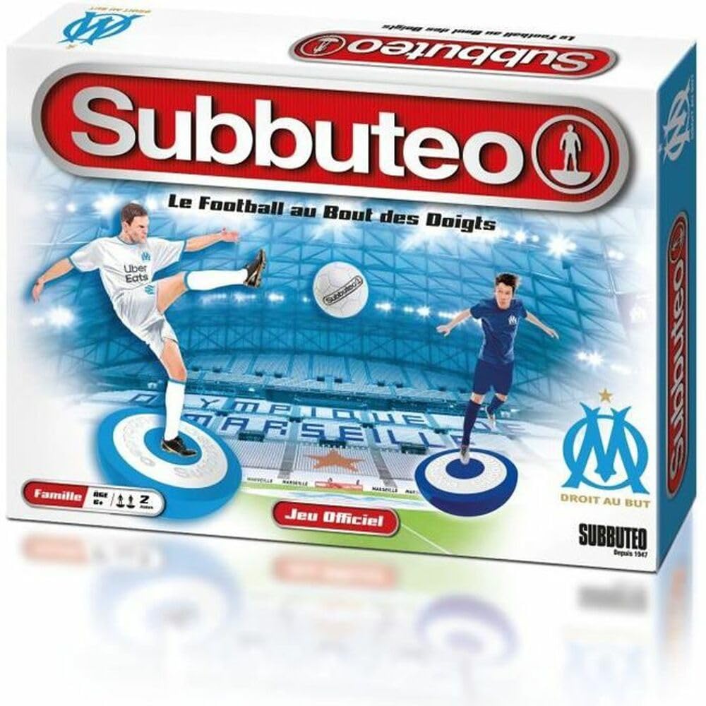 Megableu - SUBBUTEO Olympique de Marseille - Official OM Table Football Game - For Adults and Children from 6 Years - Pichenette Football Game - 2 Players - with Play Mat - French Version