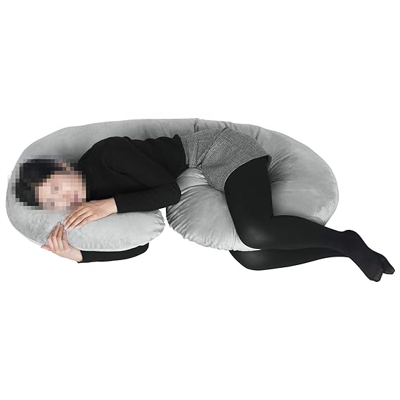 WOLTU SKN040gr, Schwangerschaftskissen Seitenschläferkissen Lagerungskissen Stillkissen Plüsch Bezug kuschelig, C Form 76x140