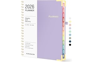 2026 Planner, Forvencer Calendar Planner Weekly and Monthly, January 2026-December 2026, 8.5" X 11", Hardcover Agenda Book with Tabs, Cute Daily Journal Planning with Inner Pocket, Home College Organizer Notebook for Office School Supplies, A4, Purple