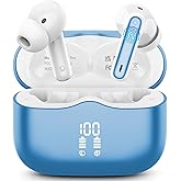 Wireless Earbuds, 2026 Bluetooth 5.4 Ear Buds in Ear with 4 ENC Noise Cancelling Mic, New Wireless Earphones HiFi Stereo Deep Bass 40H Playtime, In-Ear Bluetooth Earbuds LED Display IP7, Lake Blue