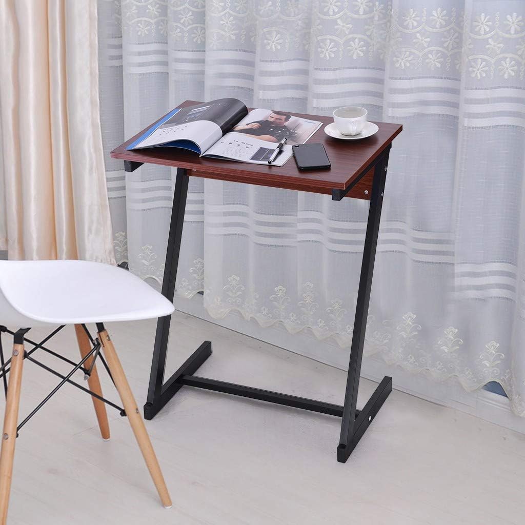 Sofa Table TV Tray End Table Laptop Desk Side Table Snack Tray for Bedside Couch Sofa Eating Writing Reading Living Room-Teak