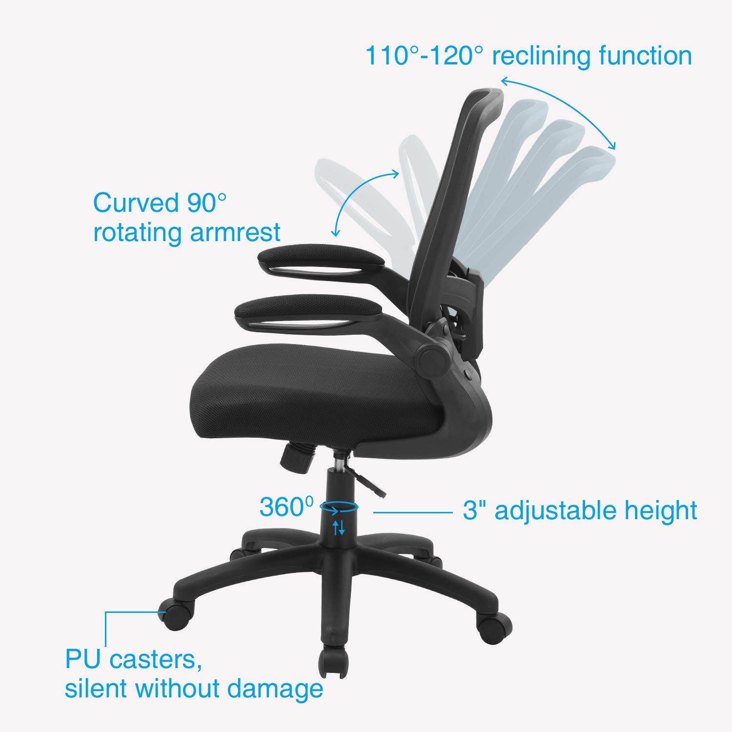 Office Chair, ZLHECTO Ergonomic Desk Chair with Adjustable Height and