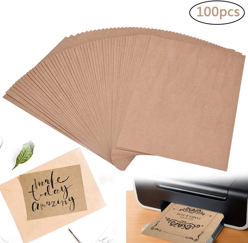 100 pcs A4 Kraft Paper, 80g, A4 - Brown Natural Kraft Card,Recycled Kraft Paper