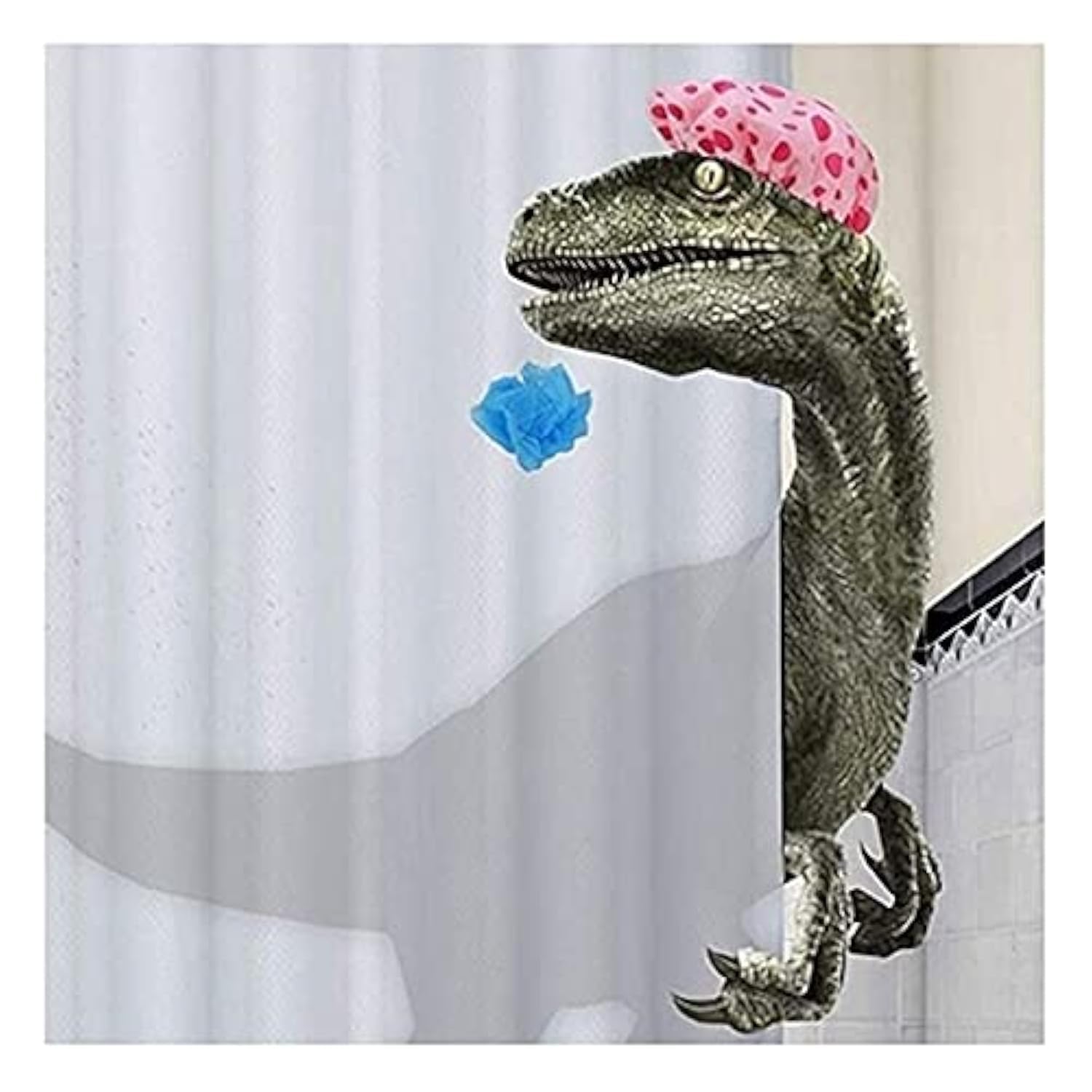 Dropfree Funny Dinosaur Shower Curtain Bathroom Curtain with Hook Cartoon Bathing Dinosaur Fabric Shower Curtain for Children