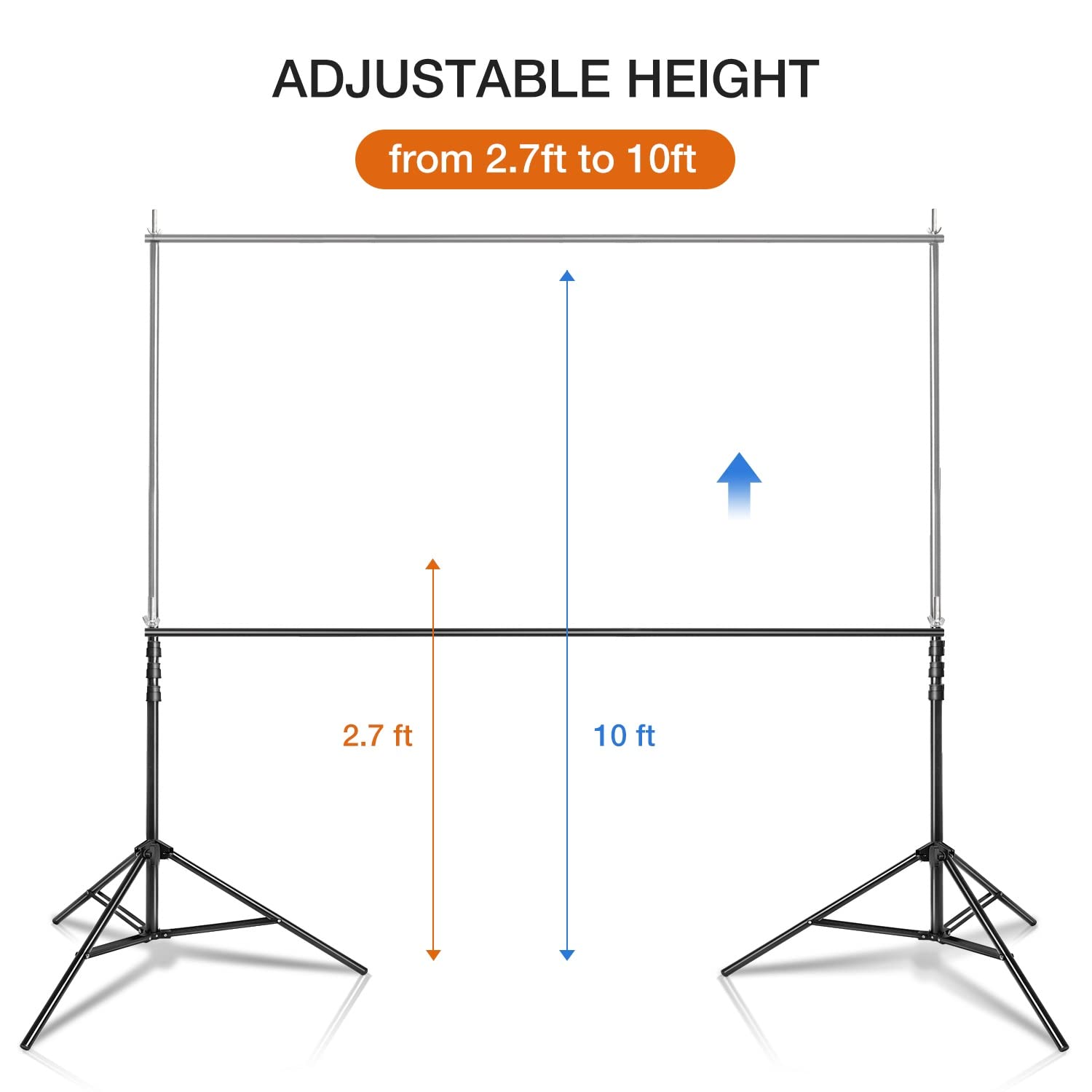 10 X 10 ft Photo Video Studio Background Support Stand, Adjustable Heavy Duty Photography Backdrop Support System Kit for Photoshoot Party Video Creator