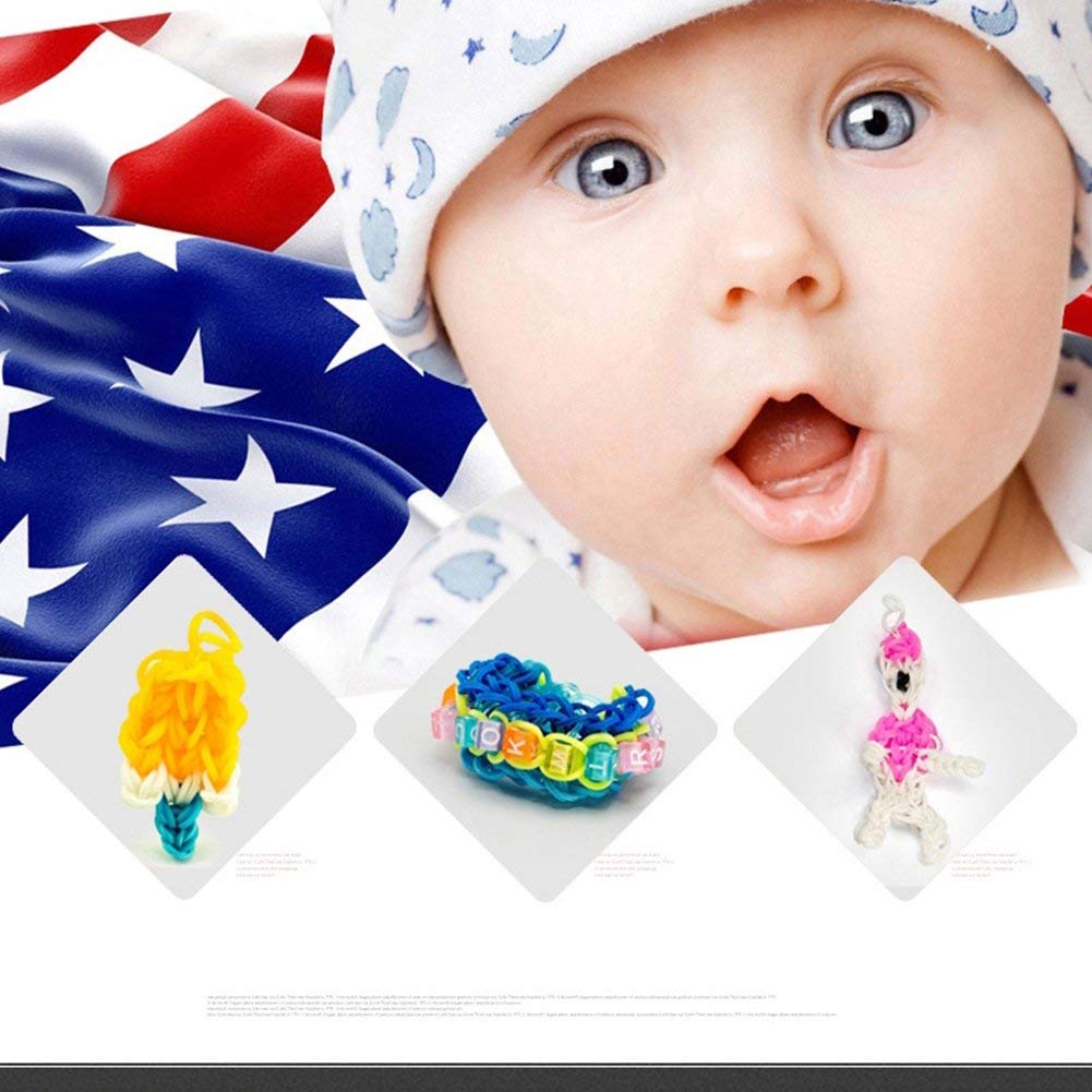 Koogel Colorful Rubber Bands Loom Set Premium Loom Bands 22 Colors,35 Pendants,6 Small Crochets,300 Beads Pack,500 S Buckles, Organizer for DIY Jewelry Dolls Hats Skirts