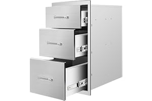 SGOLAN Outdoor Kitchen Drawers 20" W x 27" H x 23" D Flush Mount Triple BBQ Drawers with Chrome Handle Stainless Steel Drawer for Outdoor Kitchen Island, Patio Grill Station