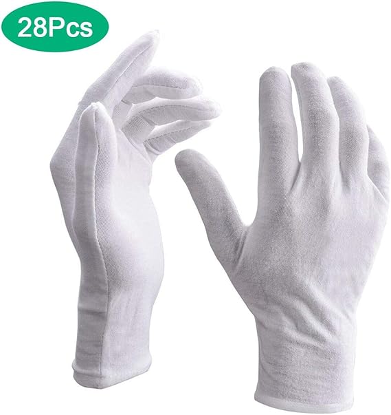 White Cotton Gloves, 14 pairs Cotton Gloves, Care Gloves, White Fabric