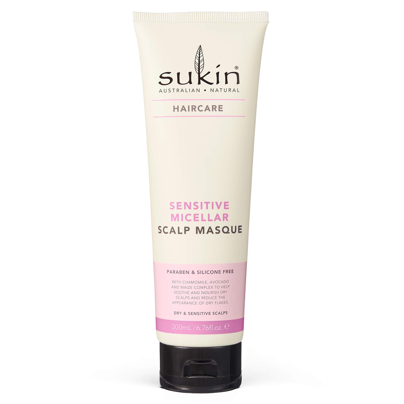 Sukin Sensitive Micellar Scalp Mask 200ml - with Argan, Coconut & Avocado Oils; cruelty free & vegan friendly.