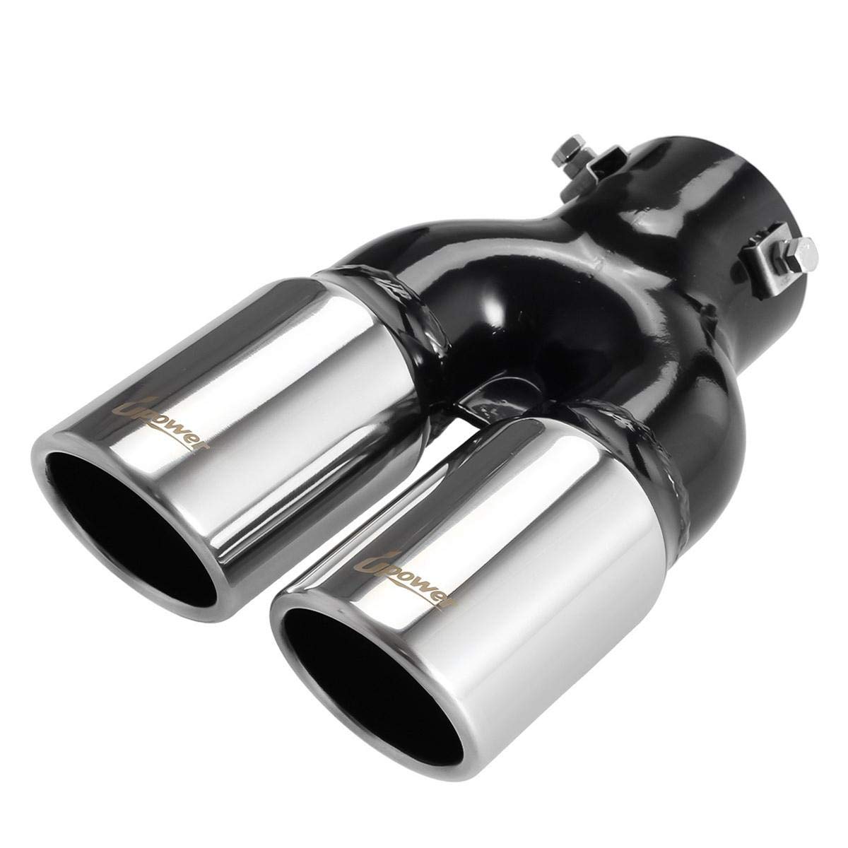 1X Black Stainless Steel Dual Exhaust Tip 2.5 Inlet Car Muffler Tail