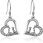 TANGPOET Giraffe Dangle Drop Earrings Jewelry Gifts for Women Mom Her 925 Sterling Silver Hypoallergenic Earrings for Birthday Mothers Day Christmas