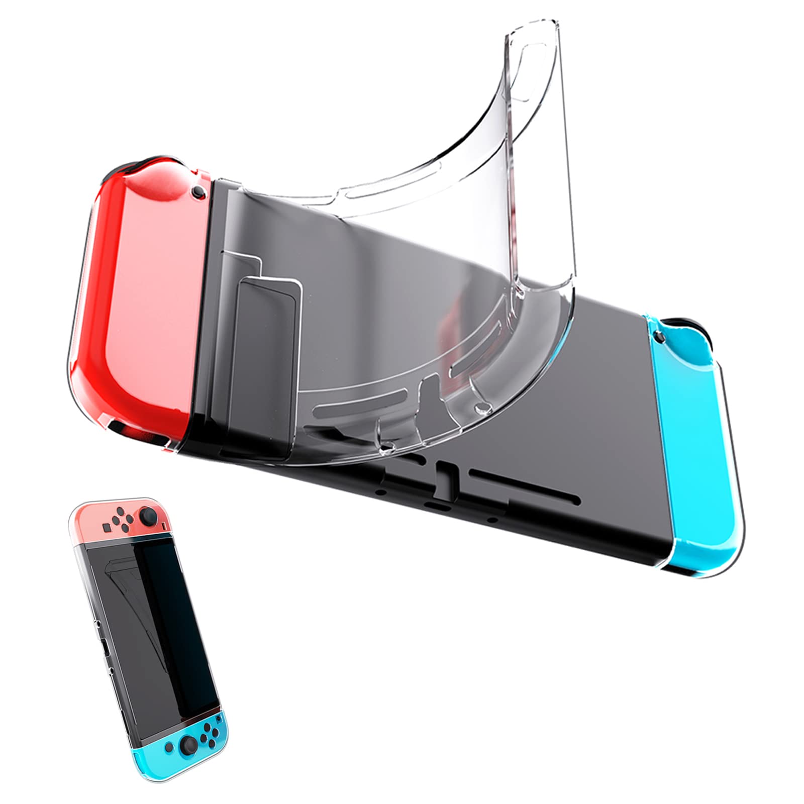 Bealuffe Clear Case for Switch Console and Joy-Cons, Transparent Protective TPU Cover Soft Flexible Shell