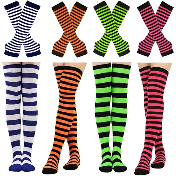 ToBeInStyle Women's Striped 100% Nylon Arm Length Warmers