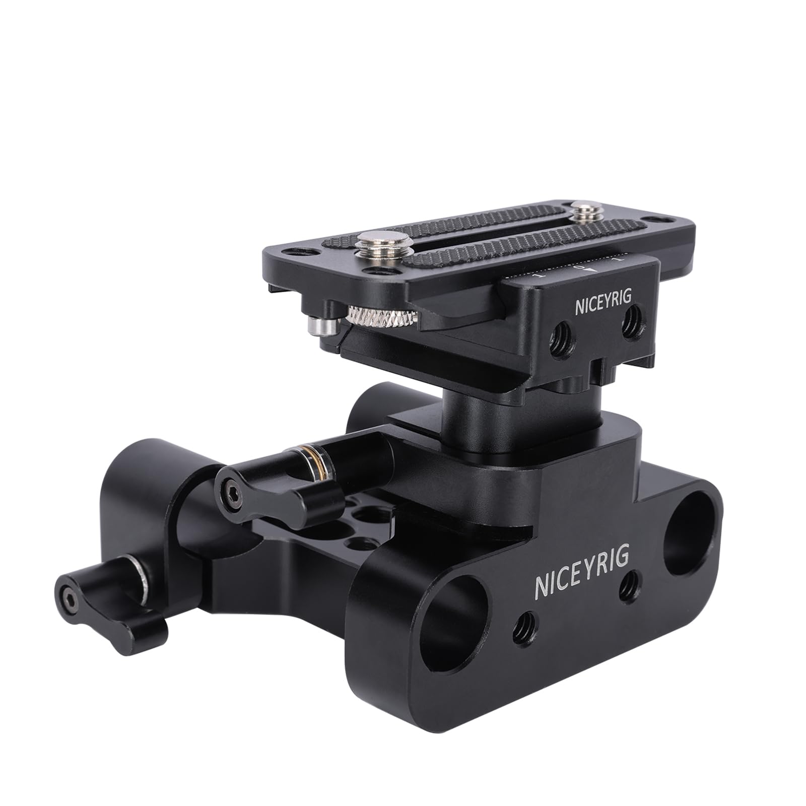 NICEYRIG Baseplate with Arca Lifting 29mm Head Baseplate,15mm Rod Rail Clamp with Multiple 1/4" and 3/8" Screw Hole for Camera-548