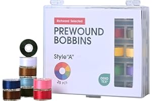 POOLIN Richword Selected 25 Colors Size A Prewound Bobbins, Plastic Sided, 70D/2(60WT) Polyester Bobbin Thread for Single Needle Embroidery and Sewing Machine
