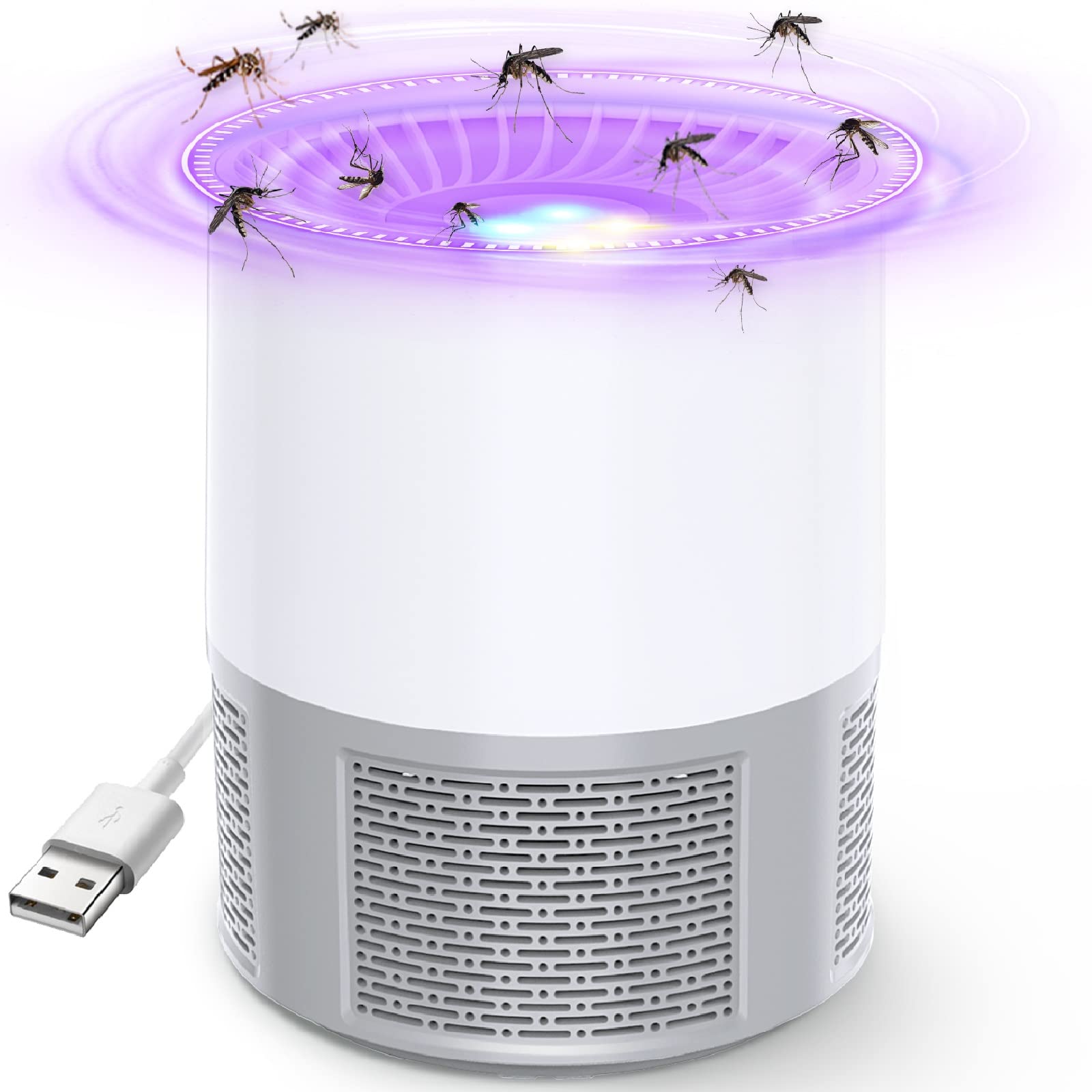 Fly Killer Mosquito Killer Lamp USB Flies Killer Electric Bug Zapper Quiet UV Mosquitoes Killer Lamp Portable Fruit Fly Trap for Indoor Outdoor Home Kitchen Garden Camping