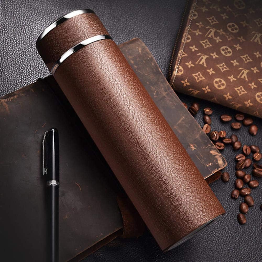 LINZX Stainless Steel Water Bottle Ice Flower Paint Drink Bottle Portable Car Thermos Bottle,Brown