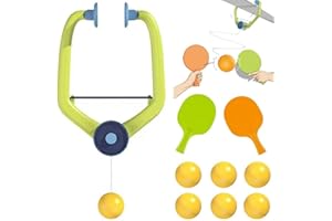 LAMKHOO Adjustable Door Frame Ping Pong Trainer - Table Tennis Practice Set with Wall Clamp & Retractable Ball Rope, 2 Rackets 6 Balls, for Kids Adults Indoor Training Ages 6+