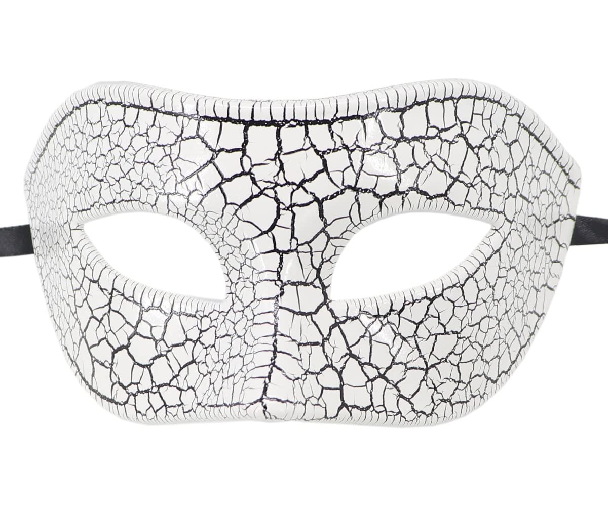 Masquerade Masks for Men, White Venetian Mask Vintage Phantom of The Opera Mask, Adult Half Face Party Mask for Halloween Christmas Mardi Gras Costume Wedding Cosplay Party