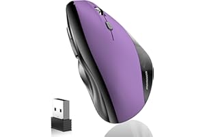 memzuoix Ergonomic Vertical Wireless Mouse - 2.4G Optical Cordless Mice with 3 DPI Levels (800/1200/1600) - Right-Handed Large Size Mouse for Laptop, Mac, PC, Desktop-Purple
