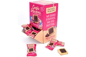 MICHEL & AUGUSTIN Michel et Augustin Cookies, Individually Wrapped Snacks, Changemaker Gift Box, Dark Chocolate & Sea Salt Shortbread, Bulk Snacks, 40 French Butter Cookies per Box