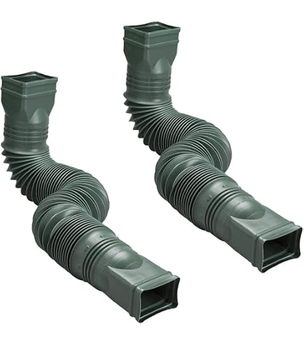 HAHOME 2 Pack Rain Gutter Downspout Extensions,Drain Downspout Extender Diverter, Flexible Downspout Extensions Can Extendable from 21 to 60 Inches (Brown HAHOME 2 Pack Rain Gutter Downspout Extensions,Drain Downspout Extender Diverter, Flexible Downspout Extensions Can Extendable from 21 to 60 Inches (Brown