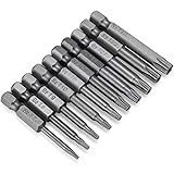 10PCS Torx Head Screwdriver Bit Set, VAKOGAL S2 Steel Magnetic Security Tamper Proof Star 6 Point Screw Driver Kit Tools, 1/4