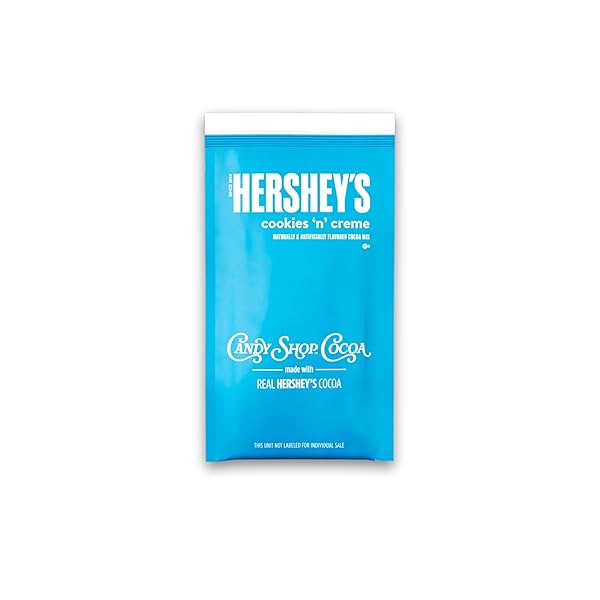 CANDY SHOP COCOA HERSHEY’S COOKIES ‘N’ CREME COCOA MIX HOT CHOCOLATE MAKE HOT OR ICED COCOA MADE WITH REAL MILK GLUTEN FREE 1.25 OZ PACKET (8 COUNT)