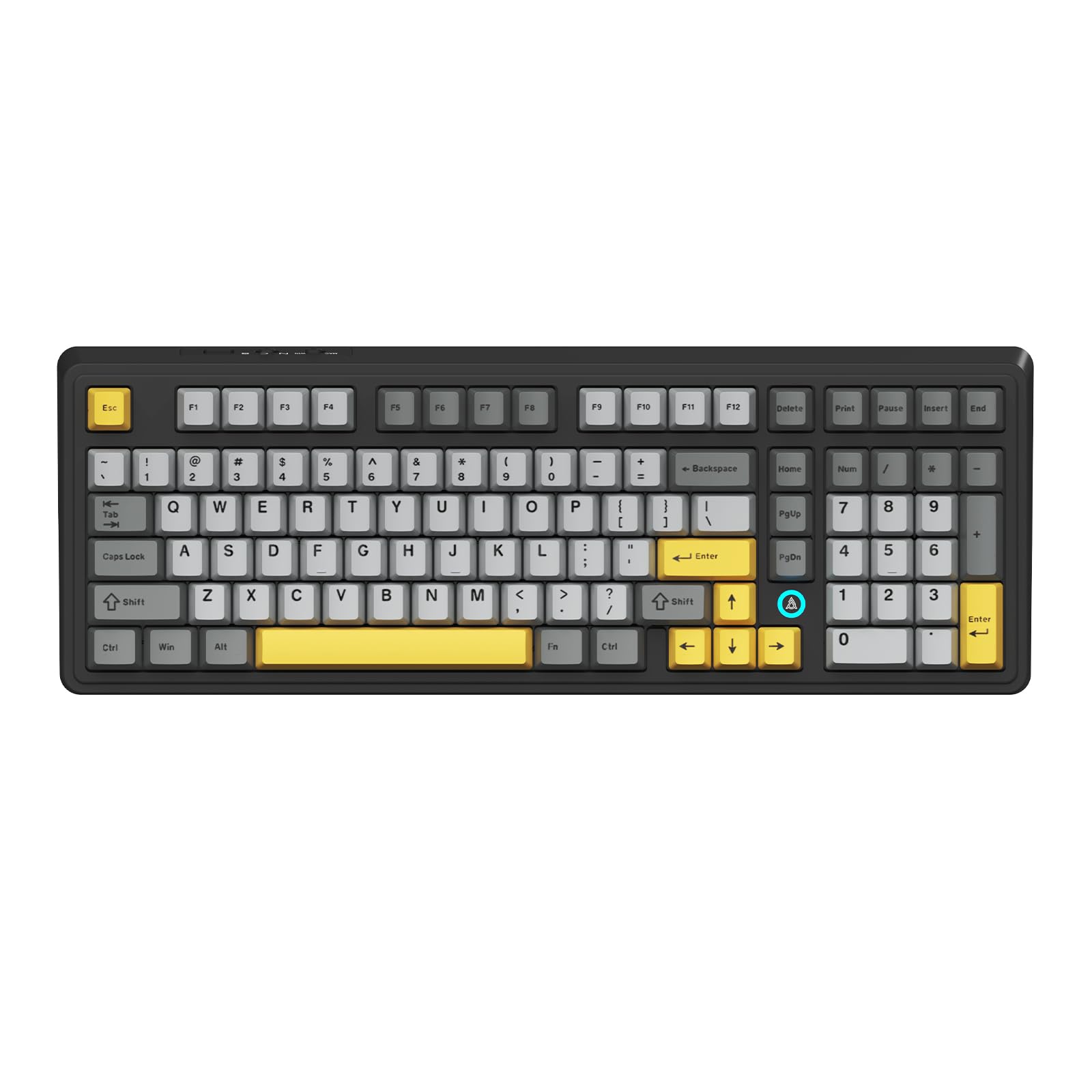 Photo 1 of NACODEX Ajazz AK980 Grey Yellow Wireless Mechanical Gaming Keyboard,Tri-Mode BT5.0/2.4GHz/USB-C Hot Swappable Custom Keyboard RGB Backlit Computer Gaming Keyboards for PC/Tablet/PS/Xbox