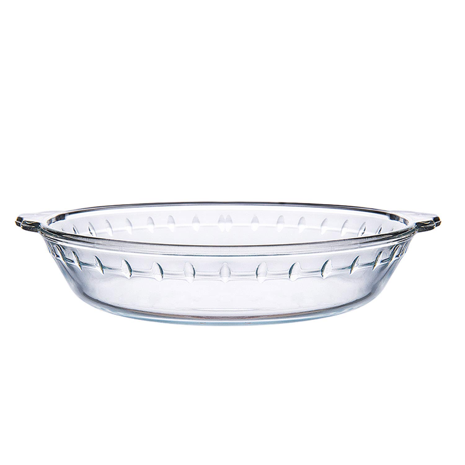 NUTRIUPS 8.5" Glass Pie Dish - 22cm Round Bake Plate with Handle, High Heat Resistance, Serves 1100ML, Ideal for Cake, Tart, Flan