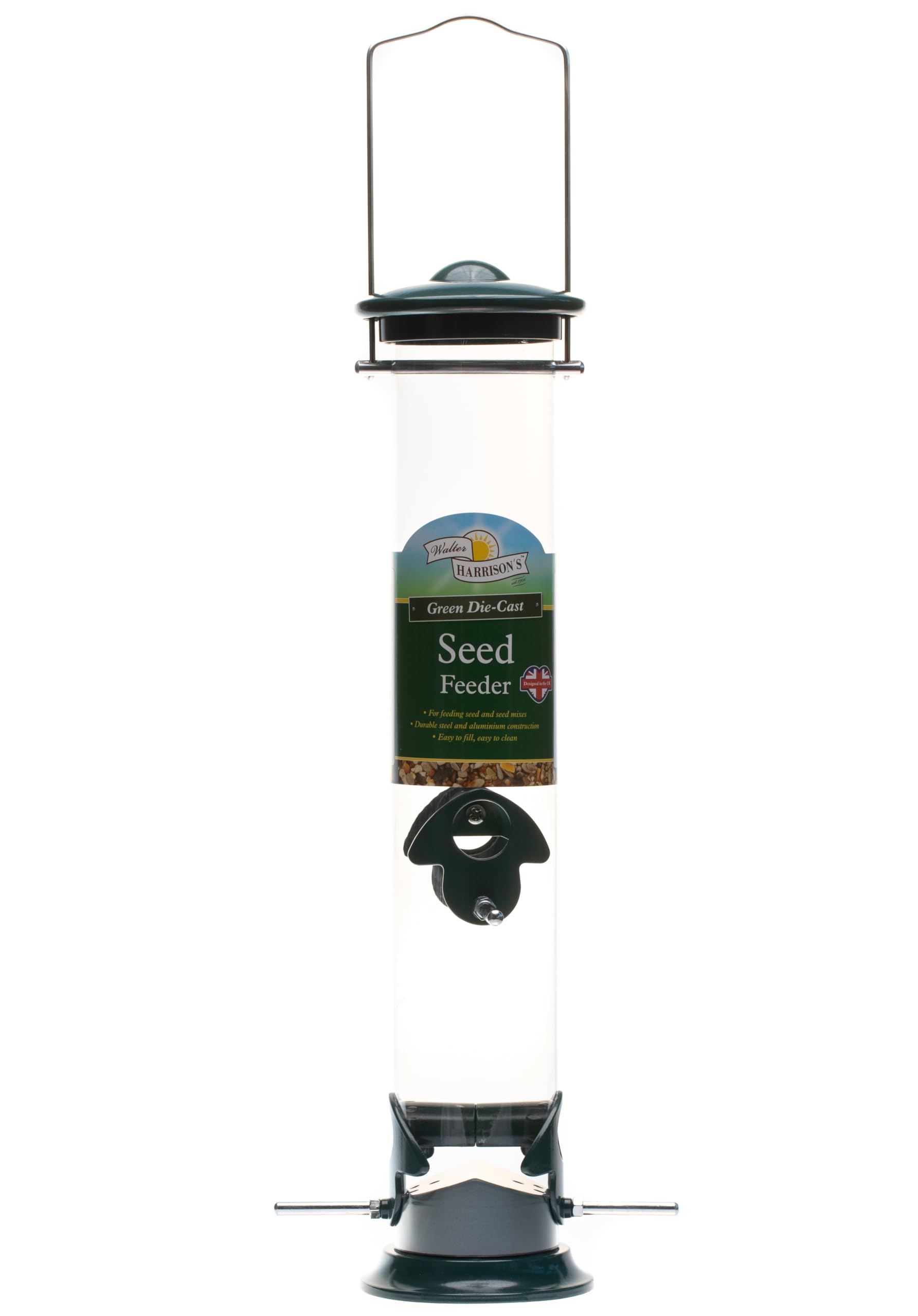 Walter Harrison's Green Die Cast Wild Bird Seed Hard-Wearing Hanging Feeder - Medium - 35 cm