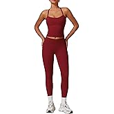 ABOCIW Workout Sets for Women 2 Piece Padded Sports Bra Tank Top High Waist Leggings Sets Gym Yoga Work Out Clothes