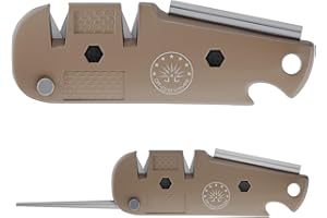 Off-Grid Knives - EDC Knife Sharpener, Compact 5-In-1 Sharpening Tool for Hunting, Camping, Fishing, Kitchen Knives and Fishing Hooks (Coyote Tan)
