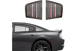XYHGM for Dodge Charger 2011-2023 Exterior Accessories Sporty Car Rear Side Window Louvers Air Vent Scoop Shades Cover Trim Blinds 2PCS(Carbon Fiber with Red)