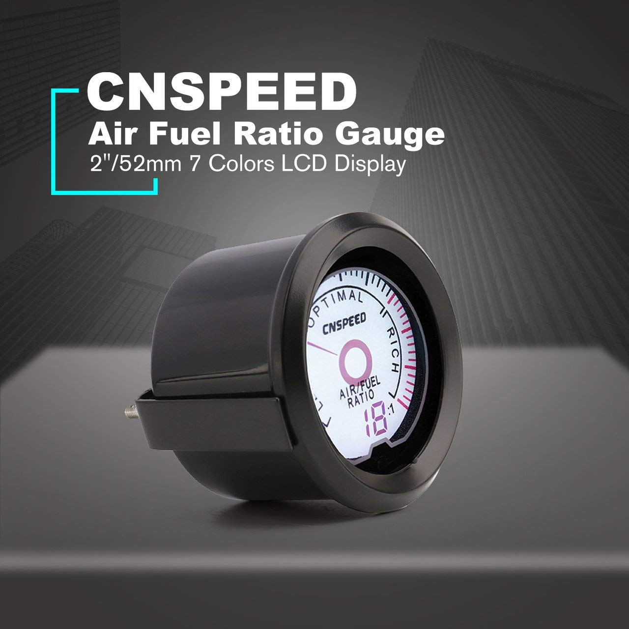 Air & Fuel Ratio Automotive CNSPEED 52mm 12V 7 Colors LCD Pointer Auto