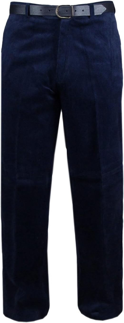 Mens Cord Trousers Corduroy Cotton Formal Casual Business Office Work Home Belted Smart Classic Straight Leg Flat Front Pockets Pants