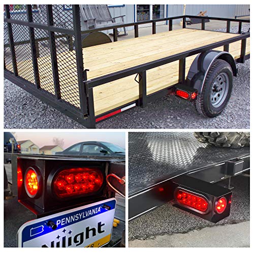 Nilight TL34 2PCS Steel Trailer Light Boxes Housing Kit w/6Inch Oval