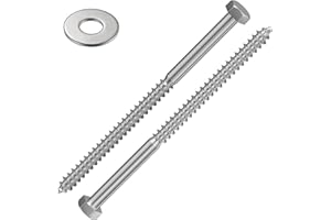 Wensilon Lag Screws Wood Screws (18PCS, 3/8"x5", Silver) Hex Head Lag Bolts,(10x120) Heavy Duty Lag Screws,304 Stainless Steel Bolts 18-8