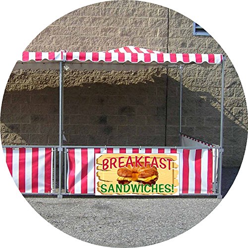 BREAKFAST SANDWICHES WOODEN BACKGROUND DESIGN FAIR CARNIVAL FOOD COURT CART 2' X 4' VINYL BANNER HORIZONTAL