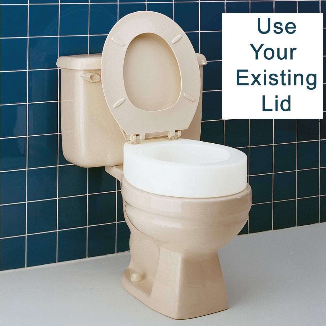 Carex Toilet Seat Riser, Round Raised Toilet Seat Adds 3.5 inches to Toilet Height, for Assistance Bending or Sitting, 300 Pound Weight Capacity: Health & Personal Care