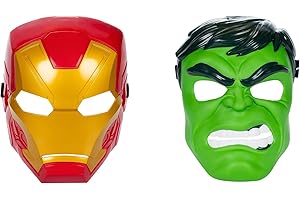 Marvel Avengers Hero Mask Multipack, Iron Man & Hulk Mask 2-Pack, Super Hero Roleplay Toys for Kids Ages 5 and Up