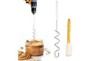 Peanut Butter Stirrer,11.8 Inch Stainless Steel Peanut Butter Stirring Tool with Silicone Spatula,for Mixing Various Sauce Pe